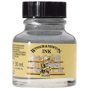 Winsor & Newton kresliaci tuš 30 ml – strieborný