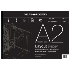 Daler Rowney Layout blok papiera 45g A2 - 80 listov